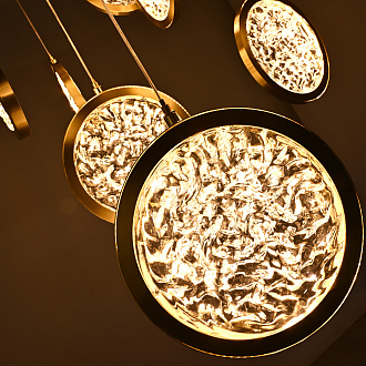 Дизайнерская подвесная люстра ЛУНА lighting collection D50 76*15*15 см, 9*LED*10W, 3000K, ImperiumLoft CAMEO01, Золотистый