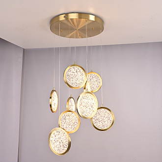 Дизайнерская подвесная люстра ЛУНА lighting collection D50 76*15*15 см, 9*LED*10W, 3000K, ImperiumLoft CAMEO01, Золотистый