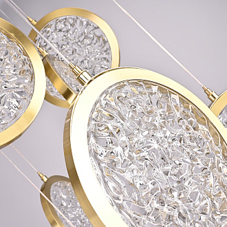 Дизайнерская подвесная люстра ЛУНА lighting collection D50 76*15*15 см, 9*LED*10W, 3000K, ImperiumLoft CAMEO01, Золотистый