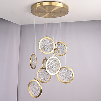 Дизайнерская подвесная люстра ЛУНА lighting collection D50 76*15*15 см, 9*LED*10W, 3000K, ImperiumLoft CAMEO01, Золотистый