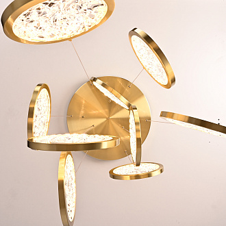 Дизайнерская подвесная люстра ЛУНА lighting collection D50 76*15*15 см, 9*LED*10W, 3000K, ImperiumLoft CAMEO01, Золотистый