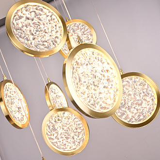 Дизайнерская подвесная люстра ЛУНА lighting collection D50 76*15*15 см, 9*LED*10W, 3000K, ImperiumLoft CAMEO01, Золотистый