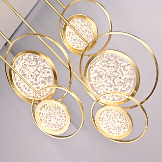 Дизайнерская люстра на штанге ЛУНА lighting collection L60 42*18*18 см, 5*LED*11W, 3000K, ImperiumLoft CAMEO01, Золотистый
