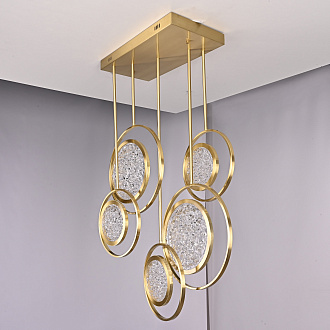Дизайнерская люстра на штанге ЛУНА lighting collection L60 42*18*18 см, 5*LED*11W, 3000K, ImperiumLoft CAMEO01, Золотистый