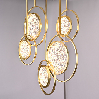 Дизайнерская люстра на штанге ЛУНА lighting collection L60 42*18*18 см, 5*LED*11W, 3000K, ImperiumLoft CAMEO01, Золотистый