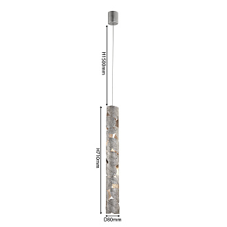 Подвес *8,5*79-229 см, 1*LED*5,5W, 3000K, Favourite Leaftube 4803-1P, античное серебро