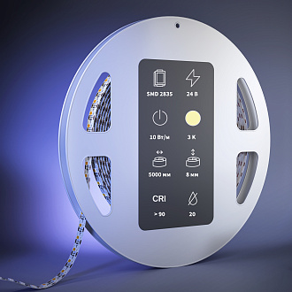 Светодиодная лента  24V 2835 10Вт/м 3000К 5м IP 20 201277 Maytoni Led Strip с малым шагом реза, цена за метр