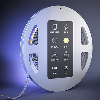 Светодиодная лента  24V 2835 17Вт/м 3000К 5м IP 20 201283 Maytoni Led Strip с малым шагом реза, цена за метр
