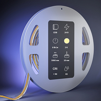 Светодиодная лента Ультра 24V COB 8W/м 3000К 5м IP 65 201298 Maytoni, цена за метр, продается катушками по 5 м